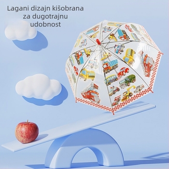 Prozirni dječji kišobran promjera 17 inča s preslatkim crtić uzorkom