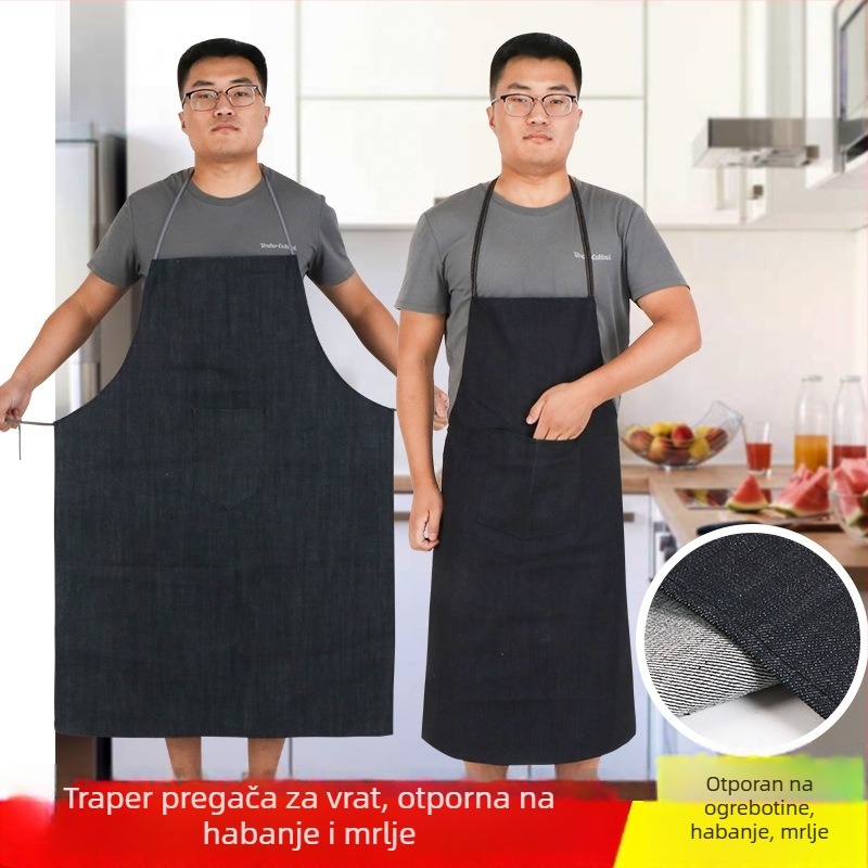 Debela, otporna džins pregača bez rukava, otporna na ulje, za zavarivanje u drvnoj industriji