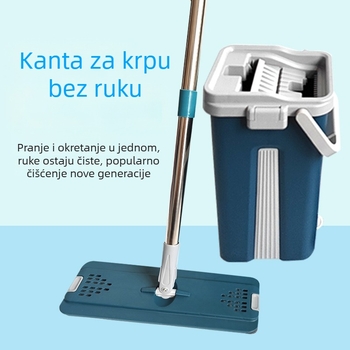 Kućni plosnati mop s kantu za suho i mokro čišćenje – rotirajuća kanta