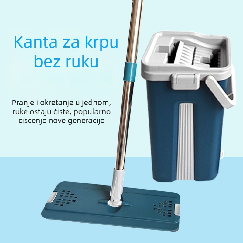 Kućni plosnati mop s kantu za suho i mokro čišćenje – rotirajuća kanta