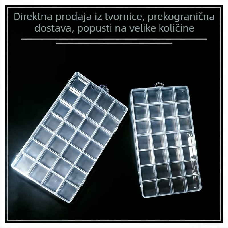 28-odjelna plastična kutija za pohranu s poklopcem i kukicama za nakit, perle i dodatke
