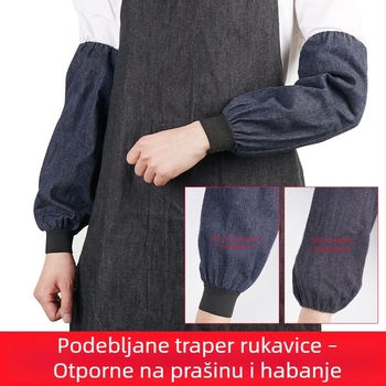 Plavi denim rukavi za zavarivanje, produženi, ojačani, otporni na habanje i prljavštinu, otporni na ulje, za industrijsku upotrebu
