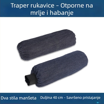 Plavi denim rukavi za zavarivanje, produženi, ojačani, otporni na habanje i prljavštinu, otporni na ulje, za industrijsku upotrebu