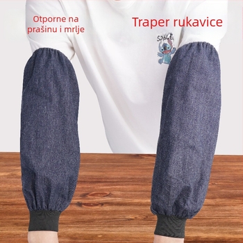 Plavi denim rukavi za zavarivanje, produženi, ojačani, otporni na habanje i prljavštinu, otporni na ulje, za industrijsku upotrebu