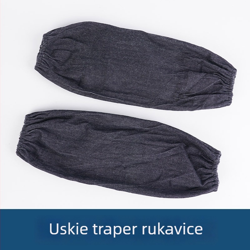 Plavi denim rukavi za zavarivanje, produženi, ojačani, otporni na habanje i prljavštinu, otporni na ulje, za industrijsku upotrebu