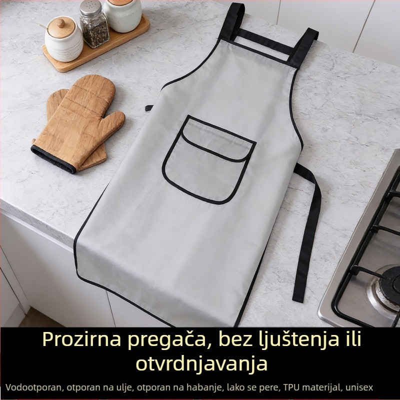 Pregača od prozirnog TPU za žene - vodootporna i otporna na ulja, za kuhinju kod kuće i catering, moderan minimalistički stil