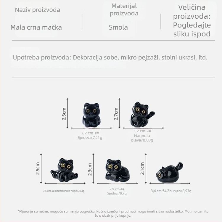 Stolna dekoracija s preslatkim crtanim mačićem u mikro krajolinu, smola, ručna izrada