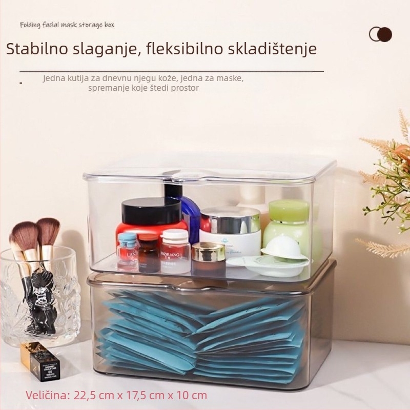 Prozirna akrilna kutija za stolno pohranjivanje s poklopcem, organizator otporan na prašinu za ured, spavaću sobu i dom