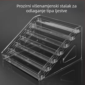 Proziran stepenasti stalak za figure i male ukrase, akrilni višenamjenski organizator za pohranu