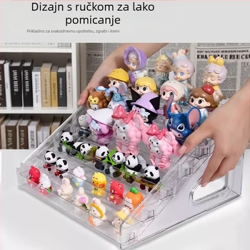 Proziran stepenasti stalak za figure i male ukrase, akrilni višenamjenski organizator za pohranu