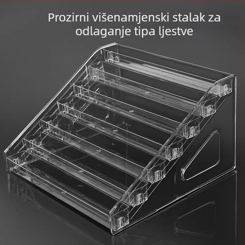 Proziran stepenasti stalak za figure i male ukrase, akrilni višenamjenski organizator za pohranu