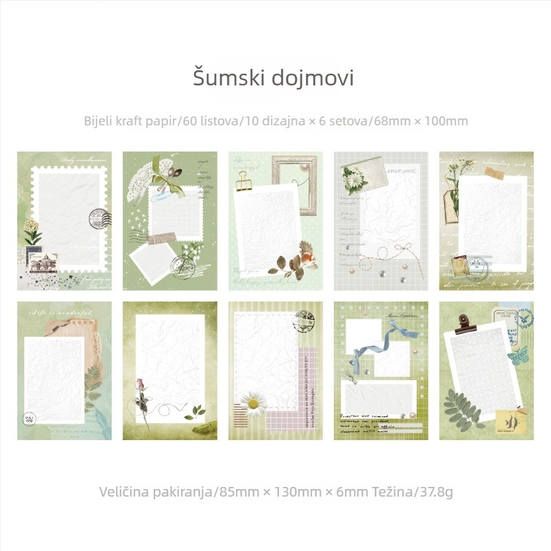 Sugar Poetry Bilježnica iz serije Vrijeme i Prostor – Retro koláž leptira na filmu za DIY ukrašavanje dnevnika
