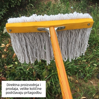 Kućni mop od pamukovog vlakna, apsorpcijski plosnati mop, drveni držač, glava 40 cm