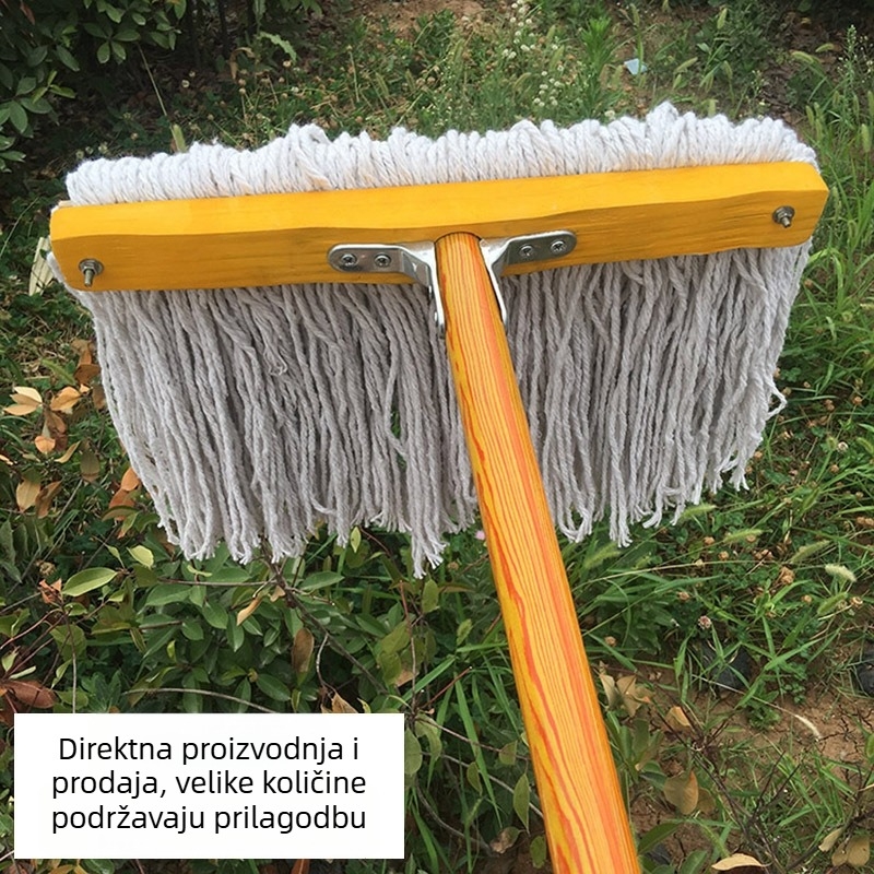Kućni mop od pamukovog vlakna, apsorpcijski plosnati mop, drveni držač, glava 40 cm