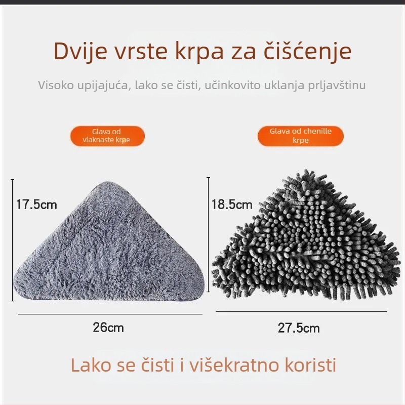Velika zamjenska glava za mop za čišćenje stakla s trokutastim platnom