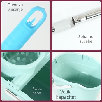 Okrugla mop s vlaknom nalik pamuku, ekstra velika glava, ne ostavlja dlačice, kućna upotreba za čišćenje podova i pločica, apsorpcijski alat za čišćenje.
