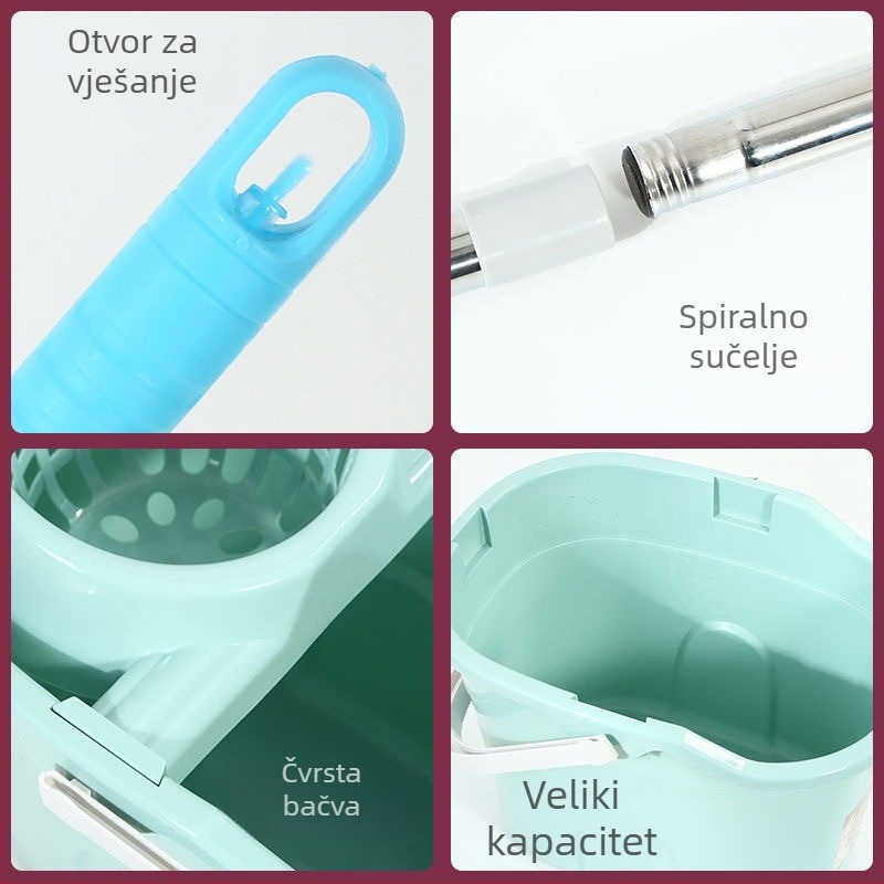 Okrugla mop s vlaknom nalik pamuku, ekstra velika glava, ne ostavlja dlačice, kućna upotreba za čišćenje podova i pločica, apsorpcijski alat za čišćenje.