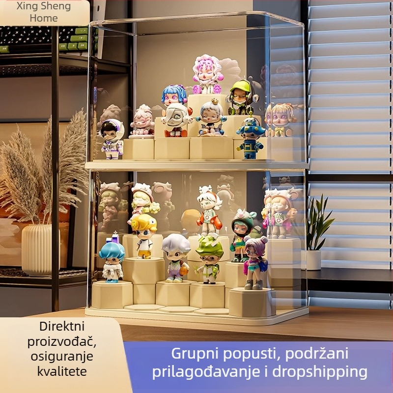 Prozirna akrilna vitrina s zaštitom od prašine za pohranu fazolastih perlica i LEGO kutija iznenađenja