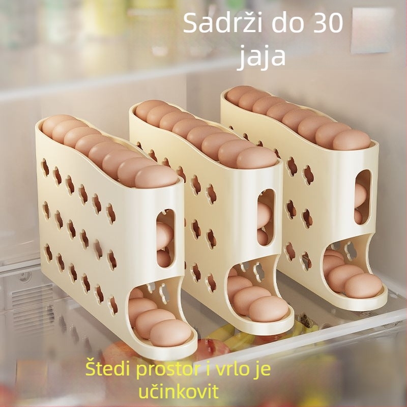Kutija za pohranu jaja u četiri sloja sa bočnim vratima hladnjaka, velika kapaciteta, automatski valjak za jaja