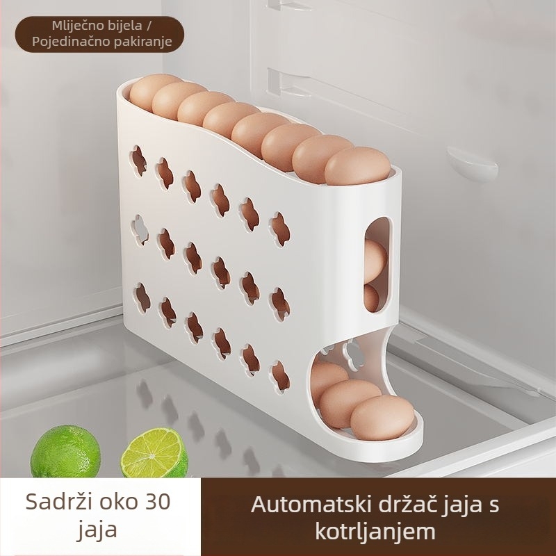 Kutija za pohranu jaja u četiri sloja sa bočnim vratima hladnjaka, velika kapaciteta, automatski valjak za jaja