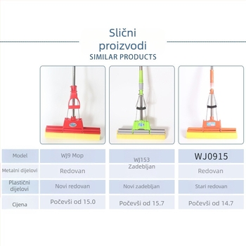 Weijie PVA mop za podove s valjkom za iscijeđivanje, velika upojnost, čišćenje bez dodira