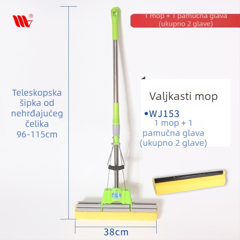 Weijie PVA mop za podove s valjkom za iscijeđivanje, velika upojnost, čišćenje bez dodira