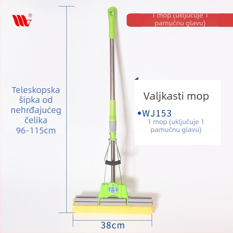 Weijie PVA mop za podove s valjkom za iscijeđivanje, velika upojnost, čišćenje bez dodira