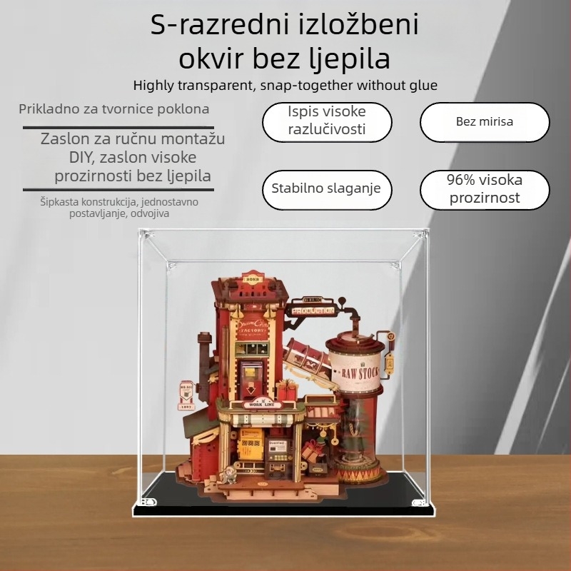 Akrilna kutija za izlaganje ručno izrađenih ukrasa i figurica, prašinu otporna kutija za pohranu