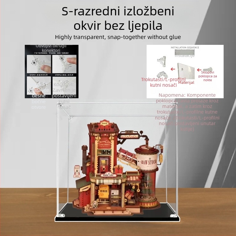 Akrilna kutija za izlaganje ručno izrađenih ukrasa i figurica, prašinu otporna kutija za pohranu