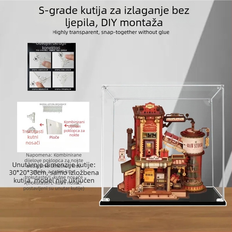 Akrilna kutija za izlaganje ručno izrađenih ukrasa i figurica, prašinu otporna kutija za pohranu