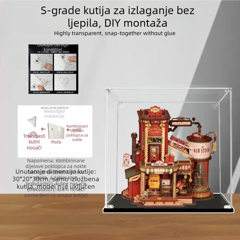 Akrilna kutija za izlaganje ručno izrađenih ukrasa i figurica, prašinu otporna kutija za pohranu