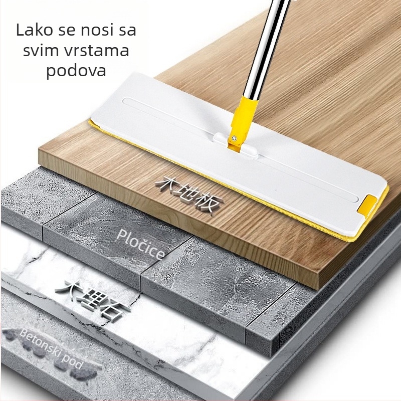 Fubao Plošni mop za pod, ručno pranje, veliki rotirajući mokro-suhi mop, široka glava, za dom i hotel