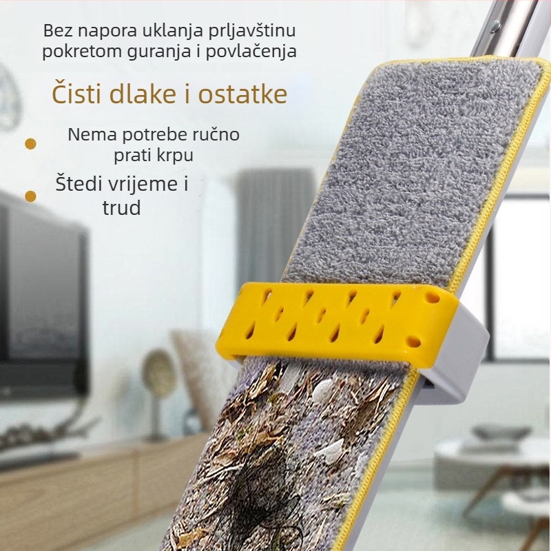 Fubao Plošni mop za pod, ručno pranje, veliki rotirajući mokro-suhi mop, široka glava, za dom i hotel