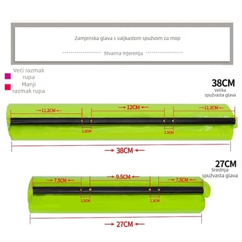 27 cm valjkasta glava za mop, 38 cm stlačena špongasta glava, zamjenska PVA apsorpcijska glava, dodaci za mop