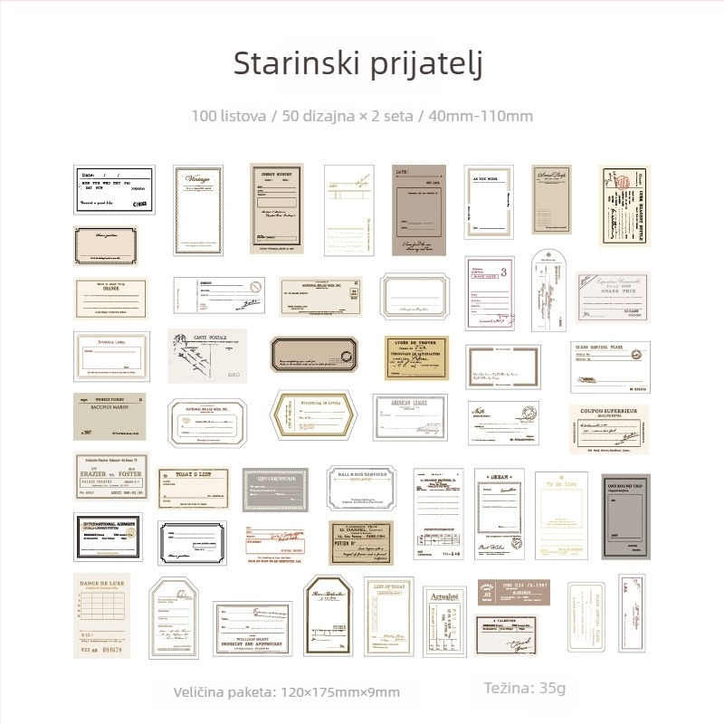 Mo Mo Note Materijalni paket – Serija Memory Prologue, književni retro film DIY dnevnik dekoracije i kolaž (4 komada)