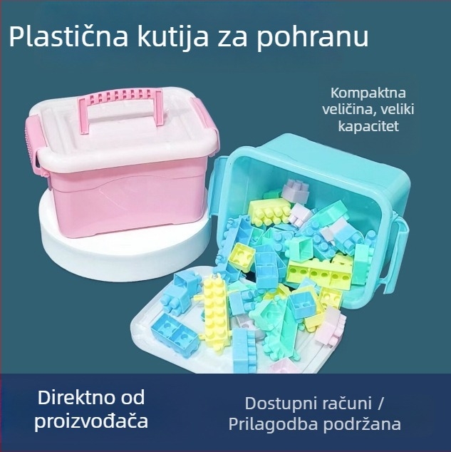 Prijenosna plastična kutija za pohranu kapaciteta 0,8 L za grickalice, igračke, svemirski pijesak i plastelin