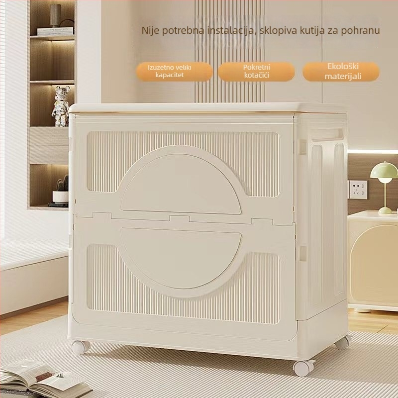 Sklopiva kutija za pohranu s kotačićima, otporna na prašinu, za igračke, odjeću i deke, minimalistički dizajn