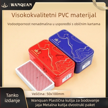 Guandan plastične karte za igru s bodovanjem, u uskoj PVC vodootpornoj metalnoj kutiji, uske kartice, model 5058