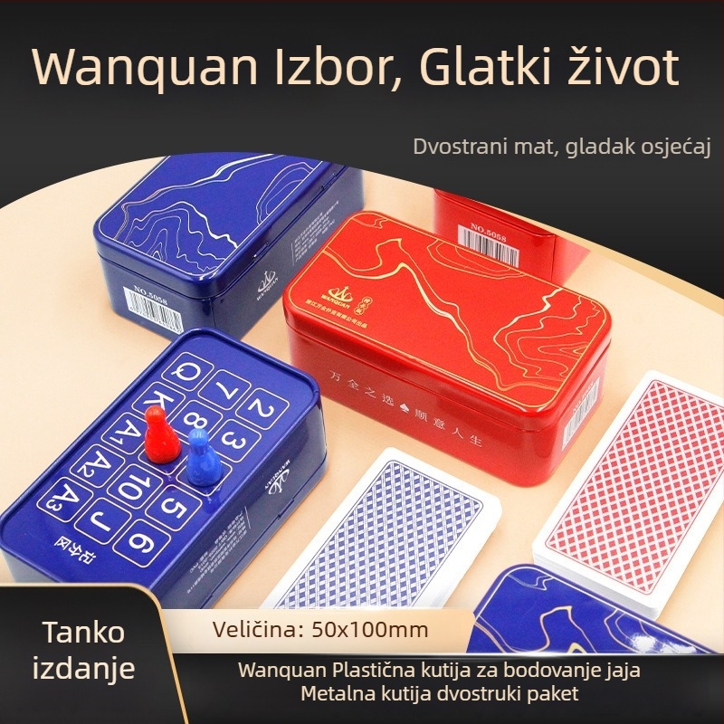 Guandan plastične karte za igru s bodovanjem, u uskoj PVC vodootpornoj metalnoj kutiji, uske kartice, model 5058