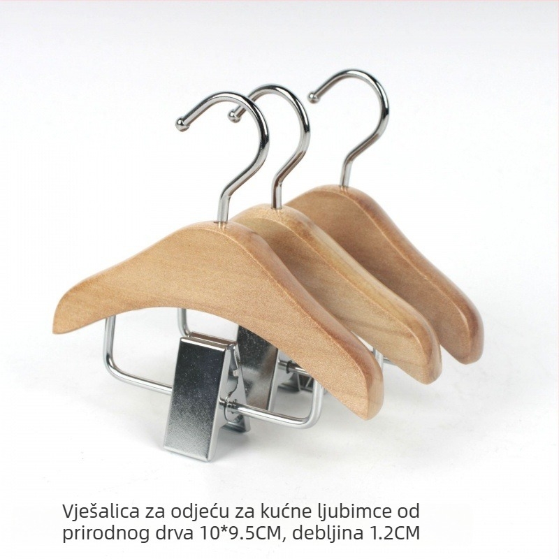 Protuklizni drveni vješalica za kućne ljubimce, za mačke i pse, mini veličina, od masivnog drveta