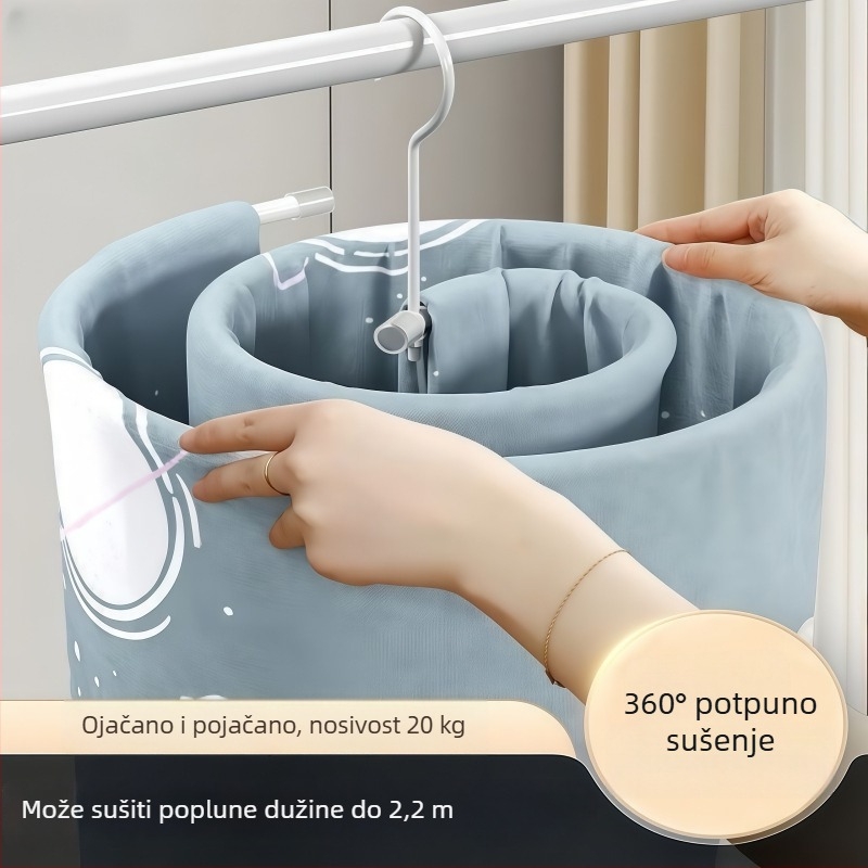 Spiralna sušionica za odjeću za kućni balkon, okretna kružna sušionica za pokrivače, navlake za pokrivače, posteljinu i kapute