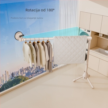 Usisni teleskopski stalak za sušenje odjeće, stojeći na podu, mobilan, bez bušenja, za balkon