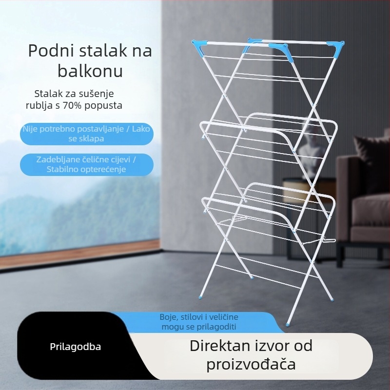 Trojeročna sklopiva sušilica za odjeću, izvlačna, bez ugradnje, podni stalak za kupaonicu