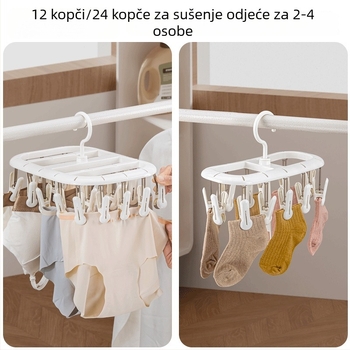 Balkonska sušilica za odjeću s više klipsi, rotirajuća, bezšavna i protuklizna, višenamjenska za donje rublje i ručnike, okruglog oblika