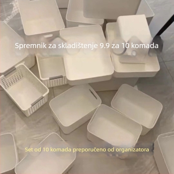 Bijeli stolni kutija za pohranu od plastike, pravokutnog oblika, za kozmetiku i grickalice, kuhinja, moderni minimalistički stil, velika kapaciteta