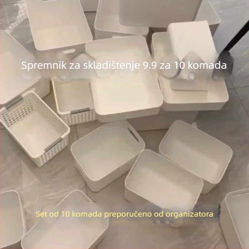 Bijeli stolni kutija za pohranu od plastike, pravokutnog oblika, za kozmetiku i grickalice, kuhinja, moderni minimalistički stil, velika kapaciteta