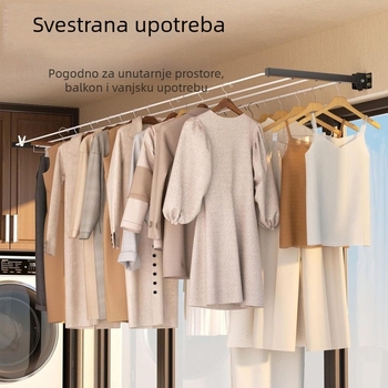 Zidni sušilo za odjeću s dvostrukom šipkom, metalno, teleskopski, visoka nosivost