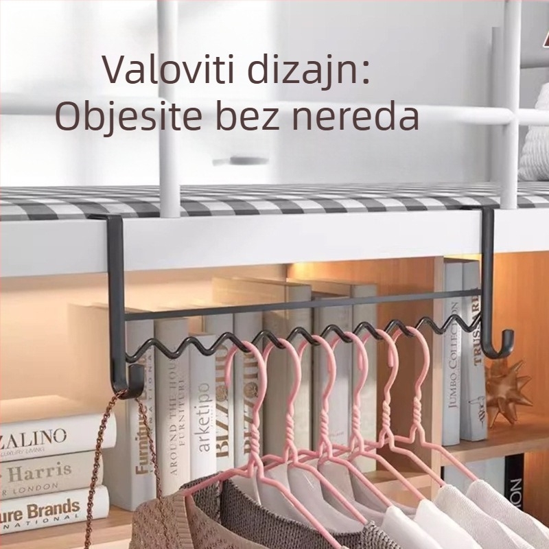 Valovita vješalica za odjeću za katni krevet s prostorom za pohranu