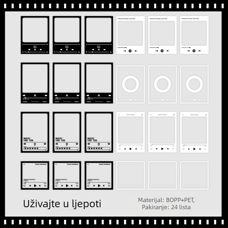24 komada PVC naljepnica s retro filmskim okvirima za dnevnik i scrapbooking