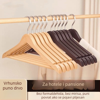 Set od 10 masivnih drvenih vješalica za kućnu upotrebu, bez tragova na odjeći, protuklizne vješalice za garderobu